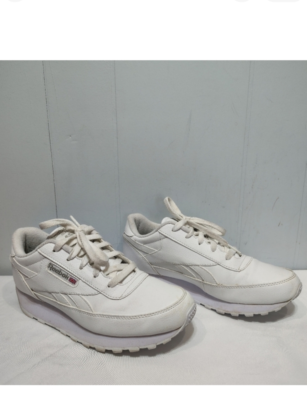 Reebok Classic Renaissance‎ Leather White Sneakers Size 8 Retro Athletic Shoes